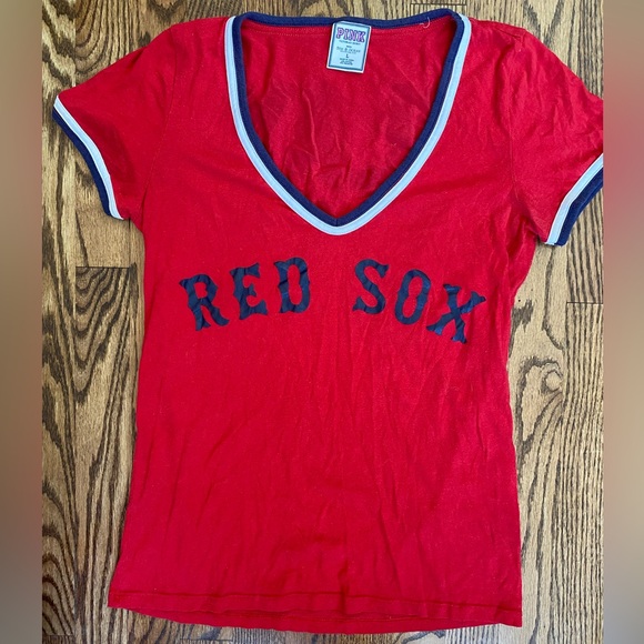 PINK Victoria's Secret Tops - Pink Victoria’s Secret x 5th& Ocean vintage Boston Red Sox v-neck t-shirt size L